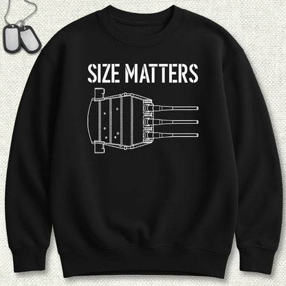 NavyHumor Sweatshirt S / Black Size Matters - Battleship Sweatshirt