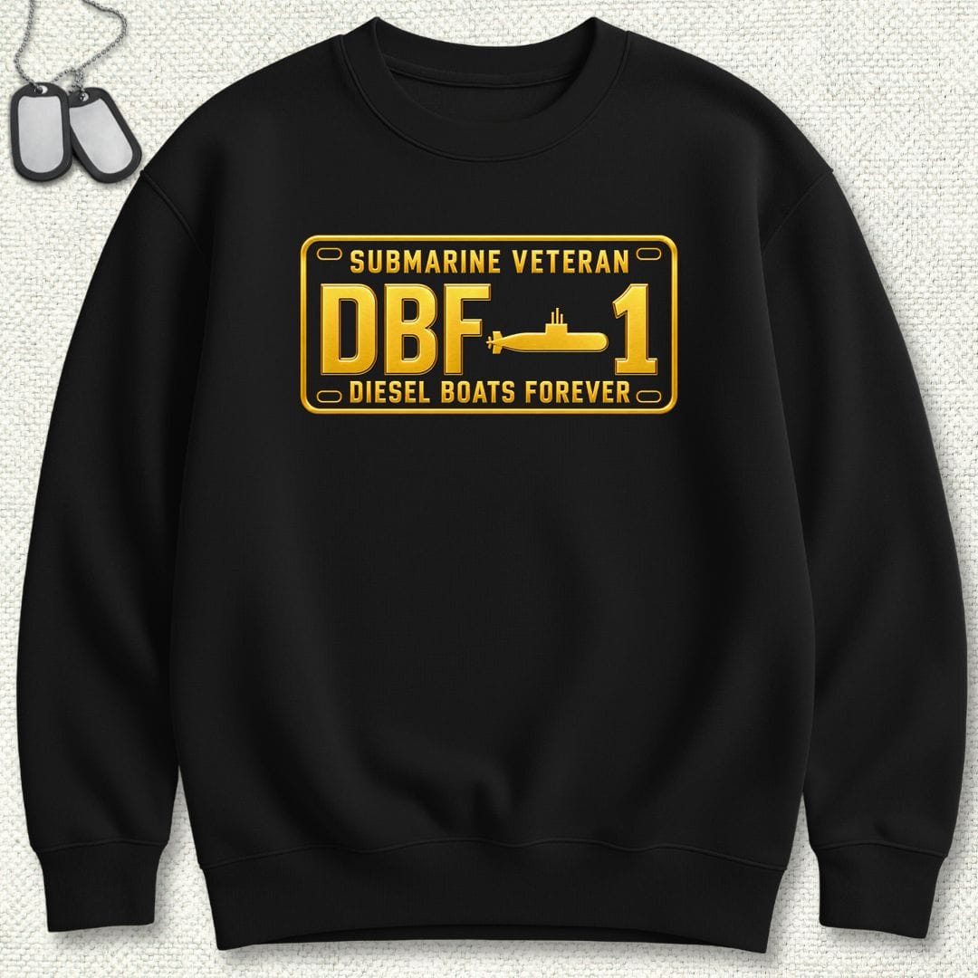 NavyHumor Sweatshirt S / Black Submarine Veteran - DBF License Plate Sweatshirt