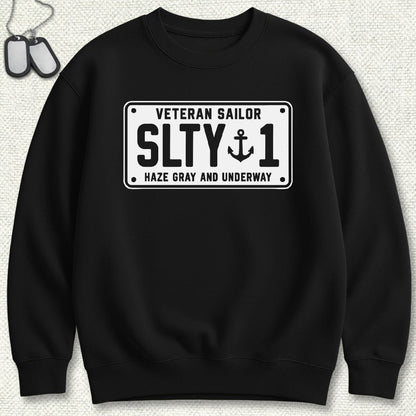 NavyHumor Sweatshirt S / Black Veteran Sailor License Plate Sweatshirt