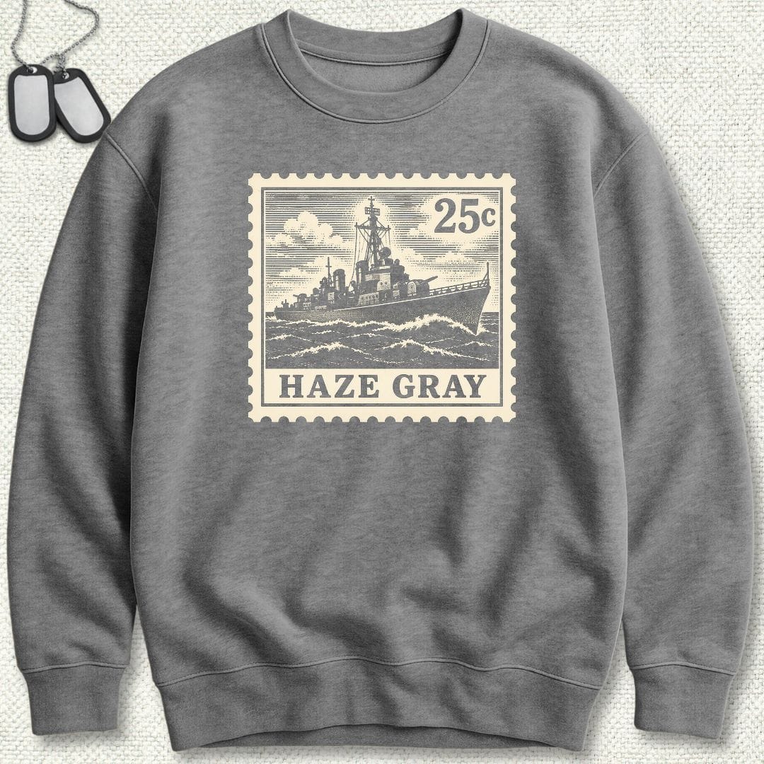 NavyHumor Sweatshirt S / Graphite Heather Haze Gray Stamp Sweatshirt