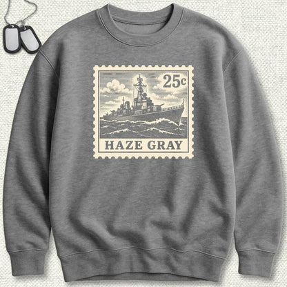 NavyHumor Sweatshirt S / Graphite Heather Haze Gray Stamp Sweatshirt