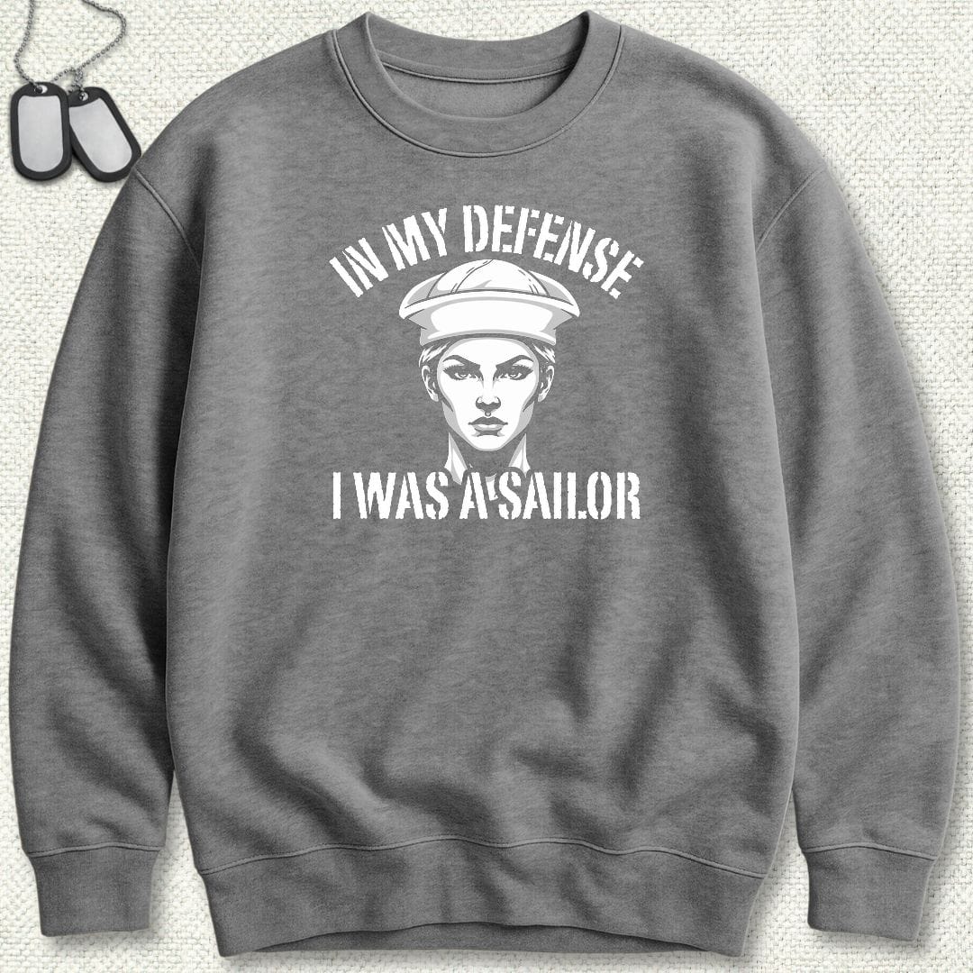 NavyHumor Sweatshirt S / Graphite Heather In My Defense - Female Sweatshirt