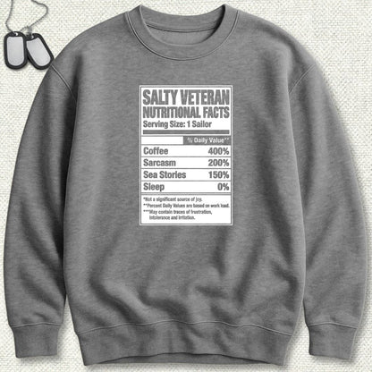 NavyHumor Sweatshirt S / Graphite Heather Salty Veteran Nutritional Facts Sweatshirt