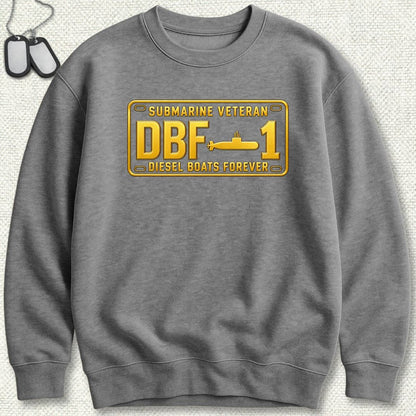 NavyHumor Sweatshirt S / Graphite Heather Submarine Veteran - DBF License Plate Sweatshirt