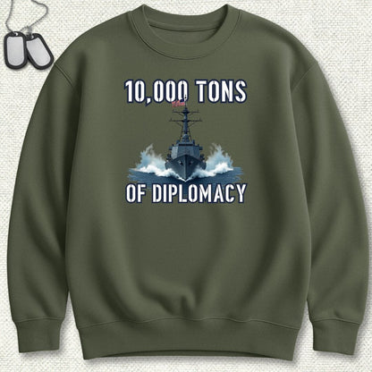 NavyHumor Sweatshirt S / Military Green Destroyer Diplomacy Sweatshirt