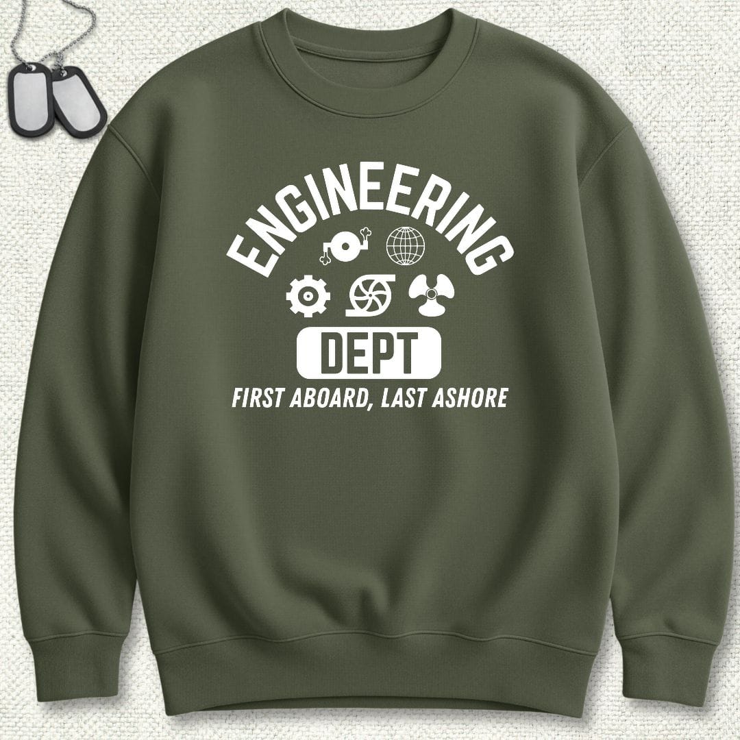 NavyHumor Sweatshirt S / Military Green Engineering - First Aboard Sweatshirt