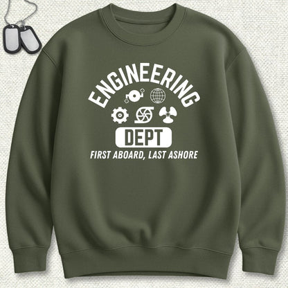 NavyHumor Sweatshirt S / Military Green Engineering - First Aboard Sweatshirt