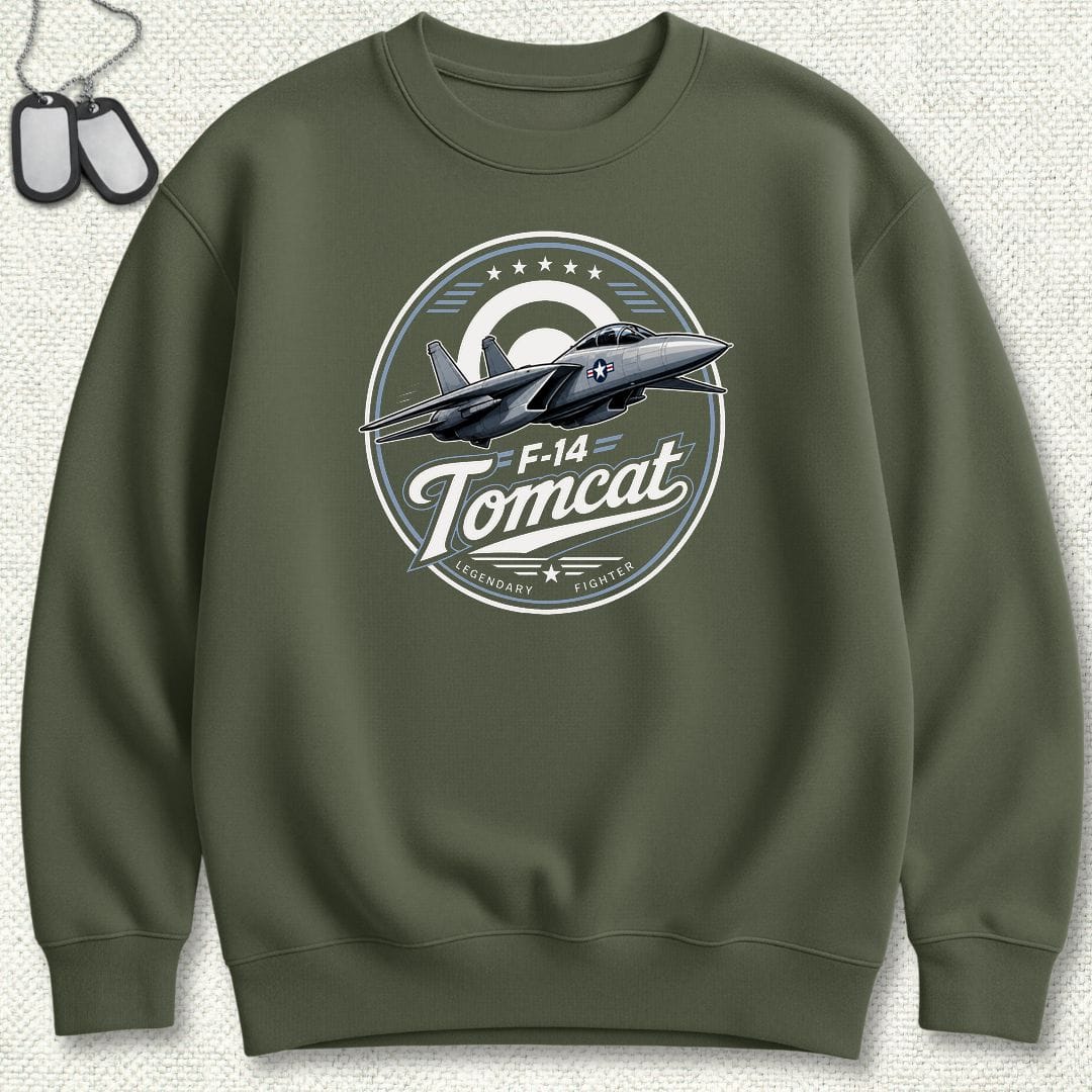 NavyHumor Sweatshirt S / Military Green F-14 Tomcat - Legendary Fighter Sweatshirt