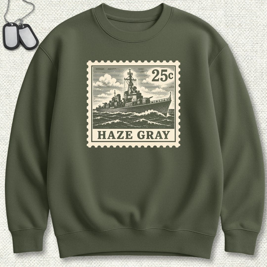 NavyHumor Sweatshirt S / Military Green Haze Gray Stamp Sweatshirt