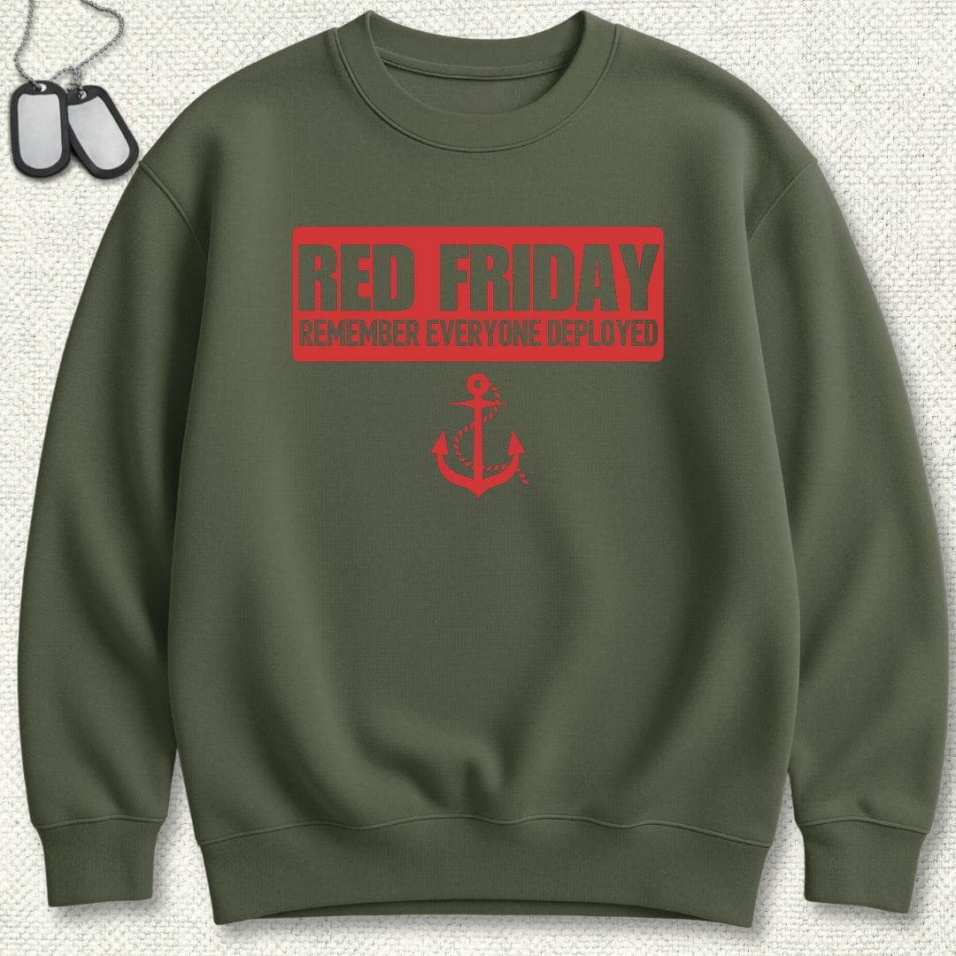 NavyHumor Sweatshirt S / Military Green Red Friday Banner Sweatshirt