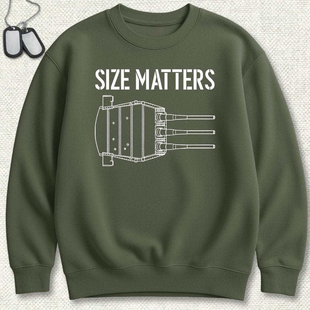 NavyHumor Sweatshirt S / Military Green Size Matters - Battleship Sweatshirt