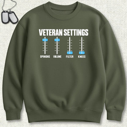 NavyHumor Sweatshirt S / Military Green Veteran Settings Sweatshirt
