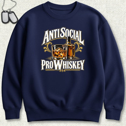 NavyHumor Sweatshirt S / Navy Anti Social, Pro Whiskey Sweatshirt