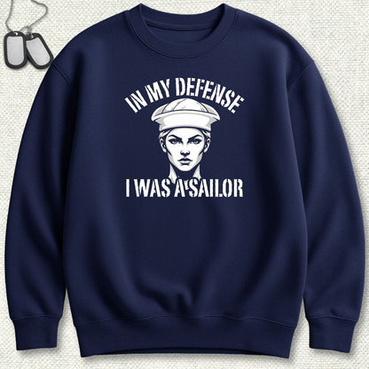 NavyHumor Sweatshirt S / Navy In My Defense - Female Sweatshirt