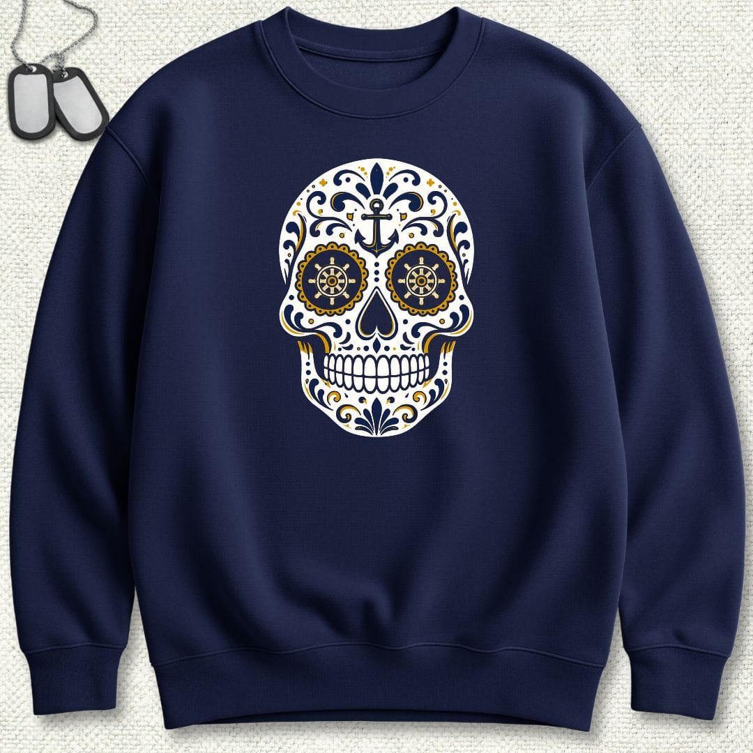 NavyHumor Sweatshirt S / Navy Sailor Sugar Skull Sweatshirt