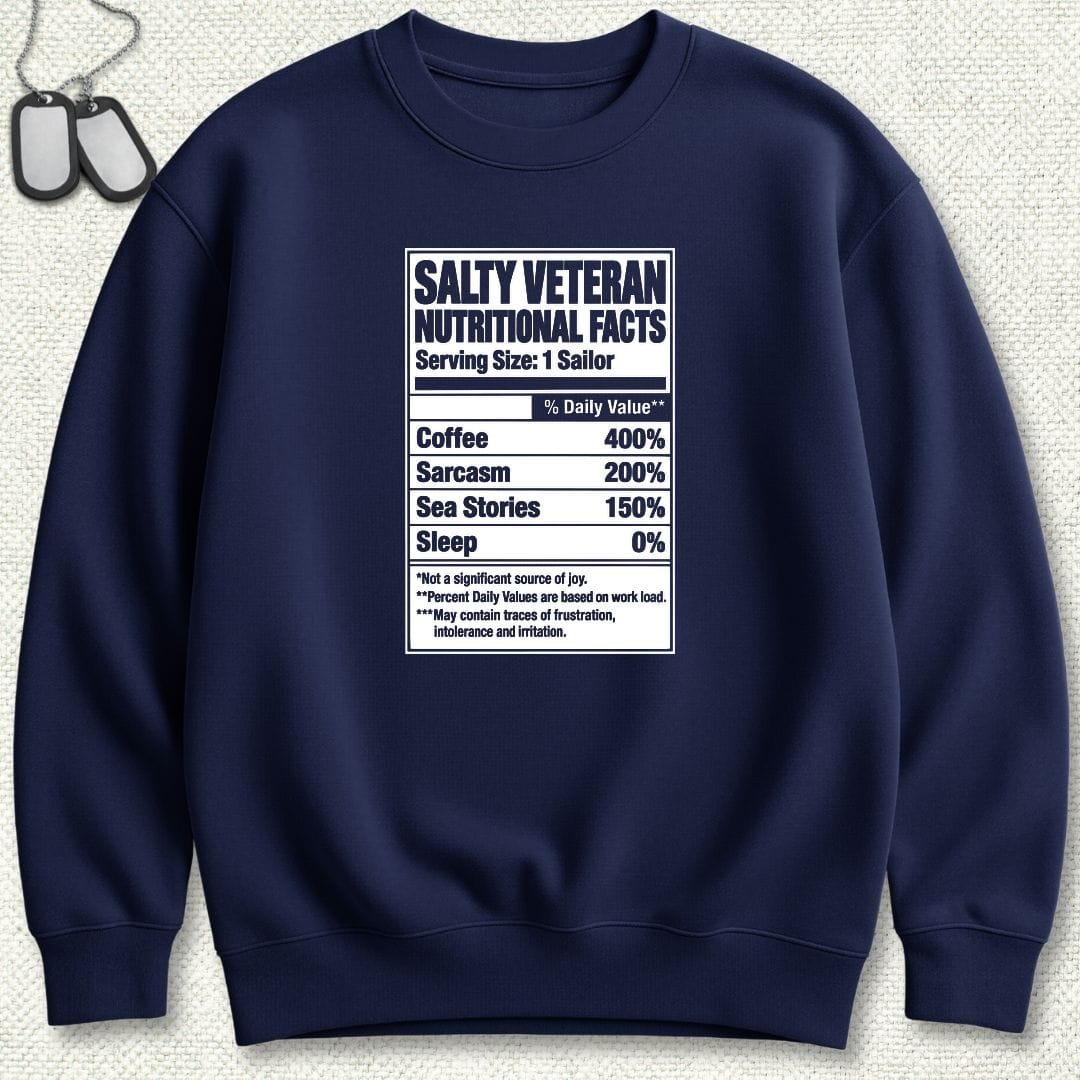 NavyHumor Sweatshirt S / Navy Salty Veteran Nutritional Facts Sweatshirt