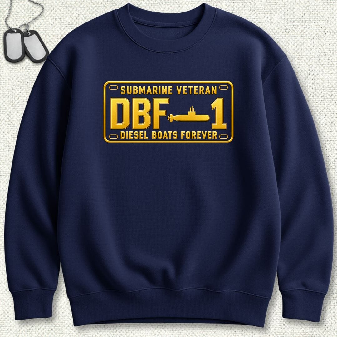 NavyHumor Sweatshirt S / Navy Submarine Veteran - DBF License Plate Sweatshirt
