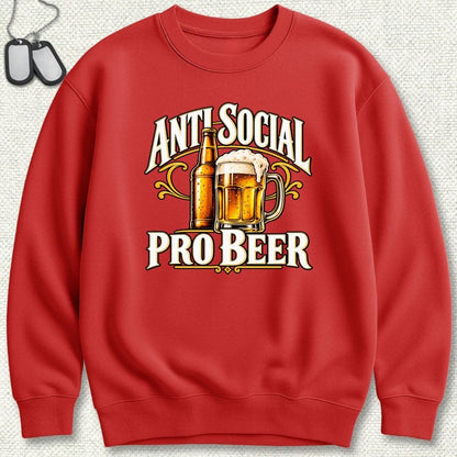 NavyHumor Sweatshirt S / Red Anti Social, Pro Beer Sweatshirt