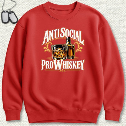 NavyHumor Sweatshirt S / Red Anti Social, Pro Whiskey Sweatshirt