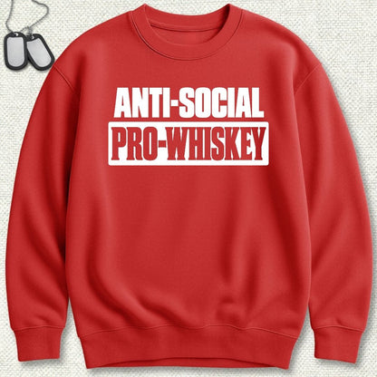 NavyHumor Sweatshirt S / Red Anti-Social, Pro-Whiskey Sweatshirt