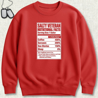 NavyHumor Sweatshirt S / Red Salty Veteran Nutritional Facts Sweatshirt