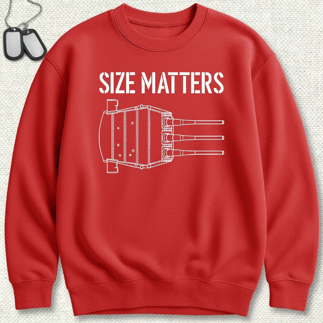 NavyHumor Sweatshirt S / Red Size Matters - Battleship Sweatshirt