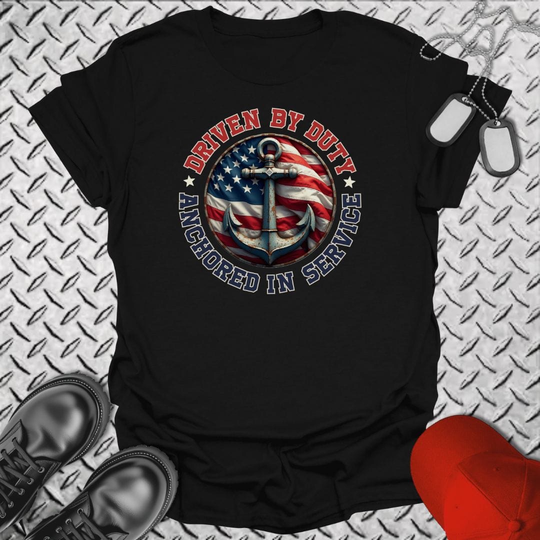 NavyHumor T-Shirt Black / S Anchored In Service T-shirt