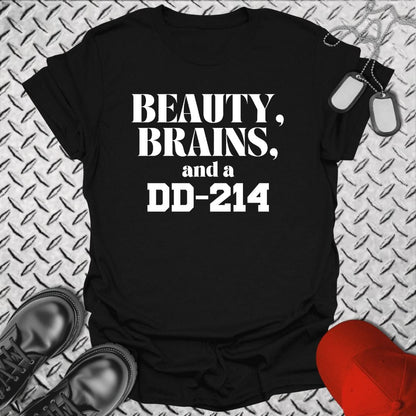 NavyHumor T-Shirt Black / S Beauty, Brains, and a DD-214 T-shirt