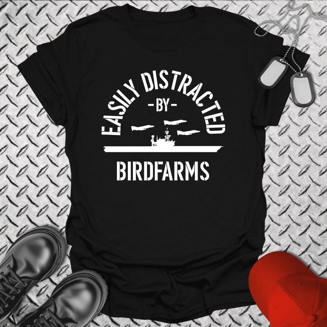 NavyHumor T-Shirt Black / S Easily Distracted By Birdfarms T-shirt