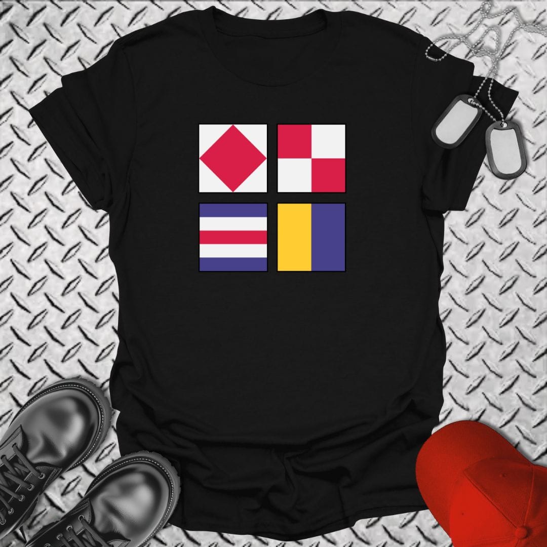 NavyHumor T-Shirt Black / S F U C K Signal Flag