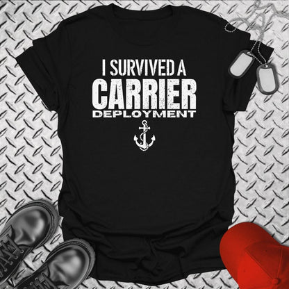 NavyHumor T-Shirt Black / S I Survived a Carrier Deployment T-shirt