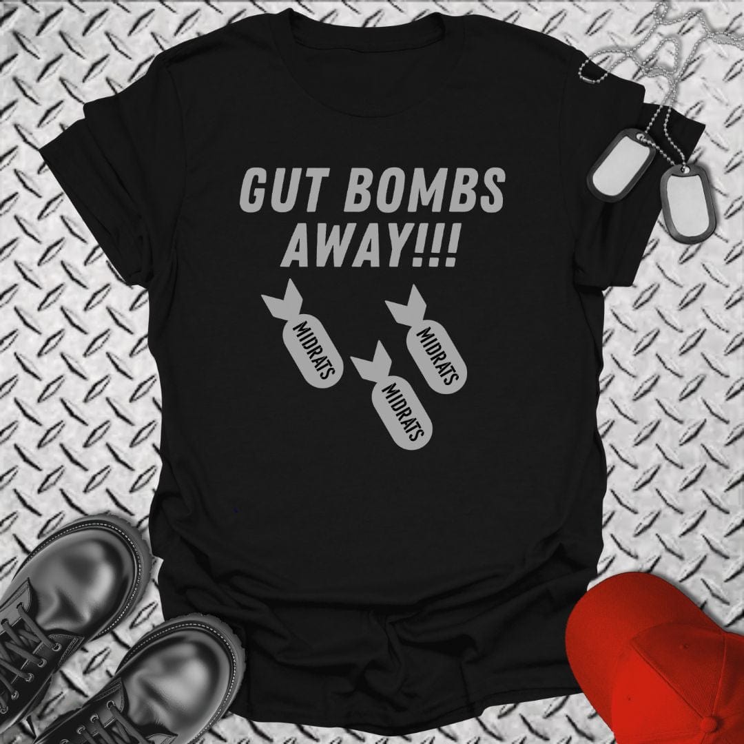 NavyHumor T-Shirt Black / S Midrats - Gut Bombs Away! T-shirt