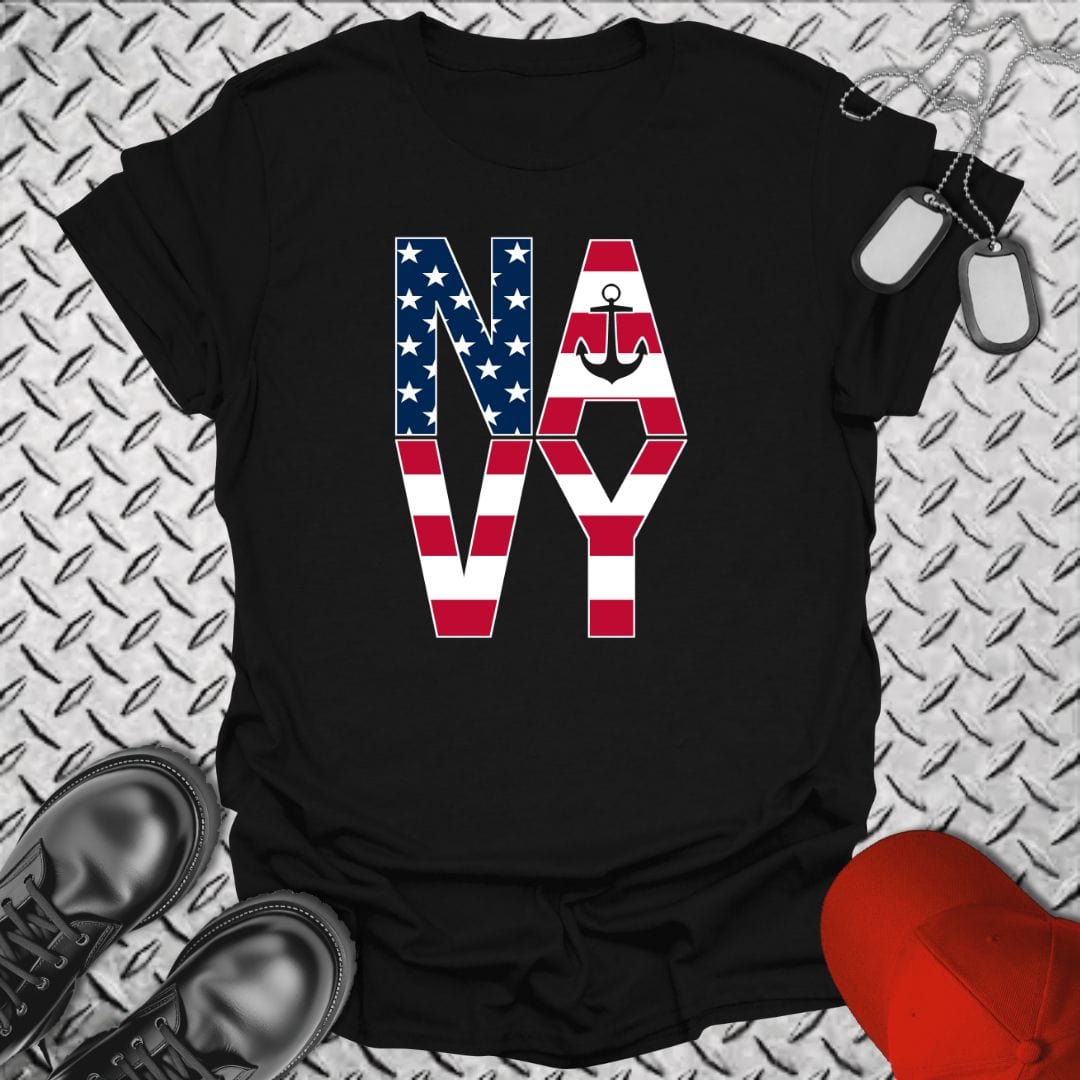 NavyHumor T-Shirt Black / S Navy - Bold Flag T-shirt