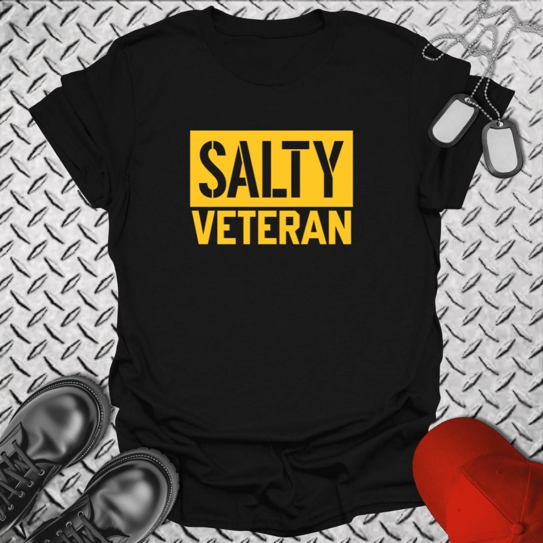 NavyHumor T-Shirt Black / S Salty Veteran - Block Style