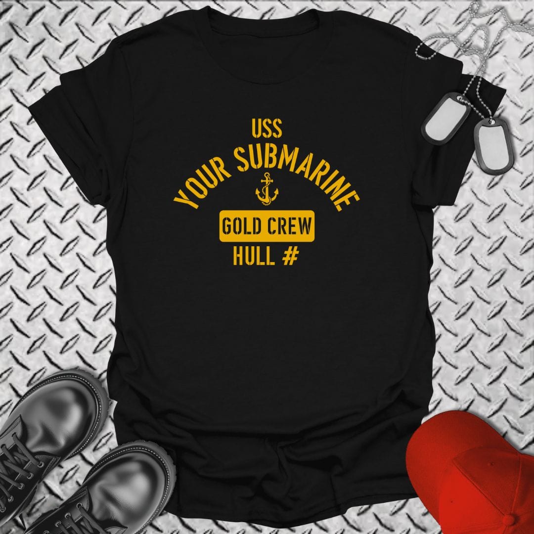 NavyHumor T-Shirt Black / S "Your Submarine" Gold Crew T-shirt
