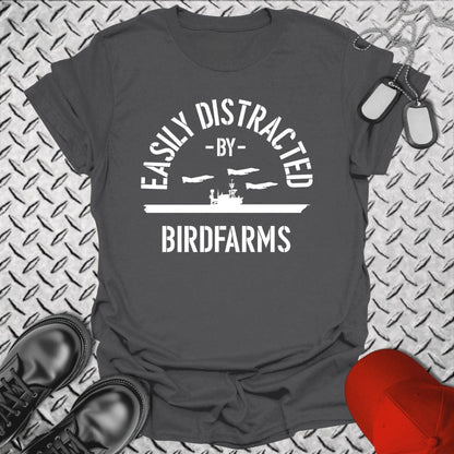 NavyHumor T-Shirt Charcoal / S Easily Distracted By Birdfarms T-shirt