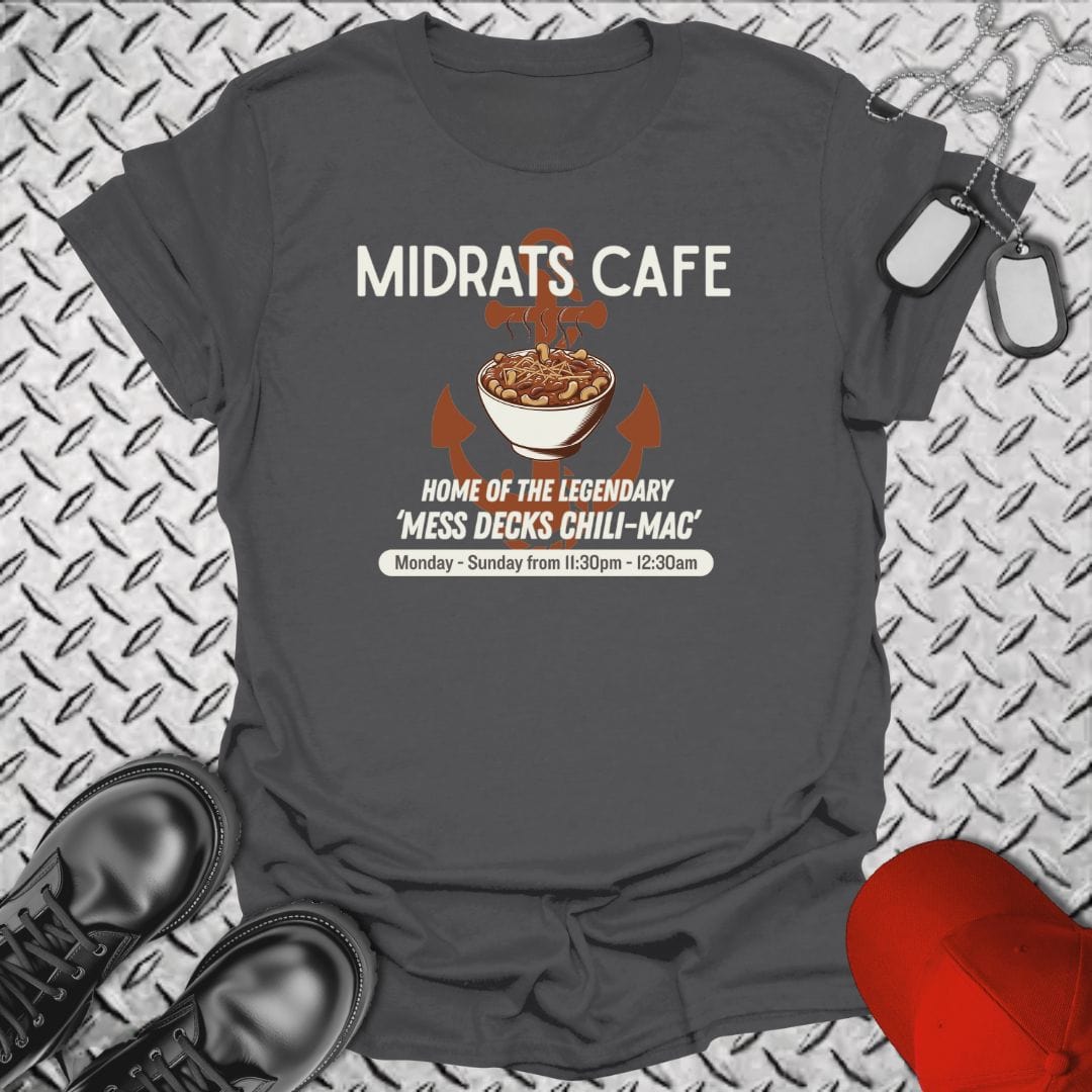 NavyHumor T-Shirt Charcoal / S Midrats Cafe, Chili-Mac T-shirt