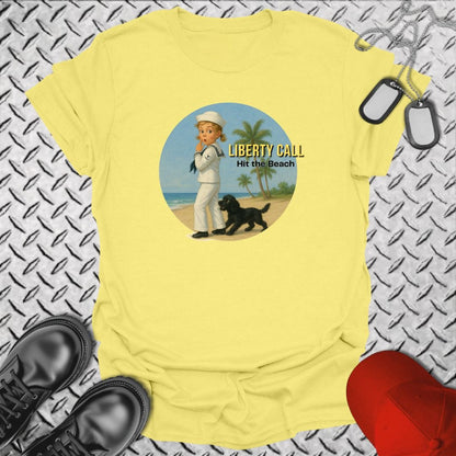 NavyHumor T-Shirt Cornsilk / S Liberty Call - Hit the Beach T-shirt