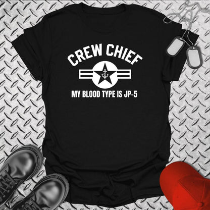 NavyHumor T-Shirt Crew Chief - Blood Type is JP-5 T-shirt