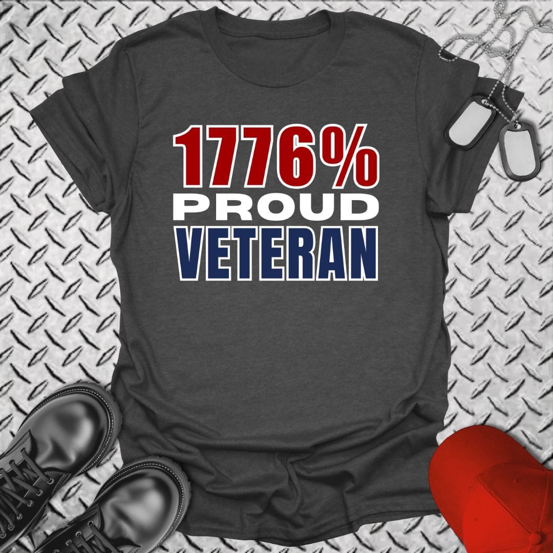 NavyHumor T-Shirt Dark Heather / S 1776% Proud Veteran T-shirt