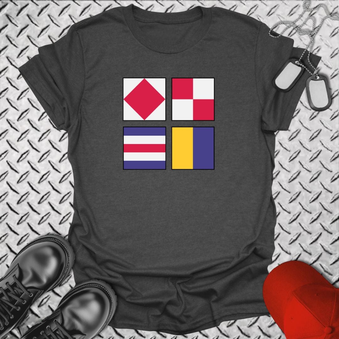 NavyHumor T-Shirt Dark Heather / S F U C K Signal Flag