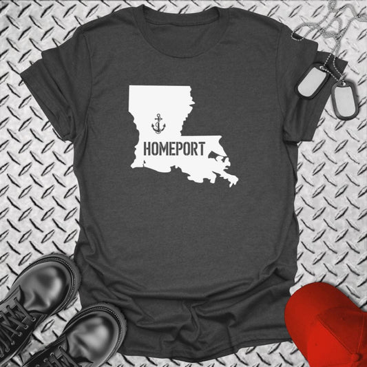 NavyHumor T-Shirt Dark Heather / S Homeport Louisiana T-shirt