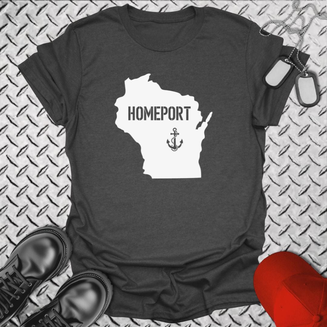 NavyHumor T-Shirt Dark Heather / S Homeport Wisconsin T-shirt