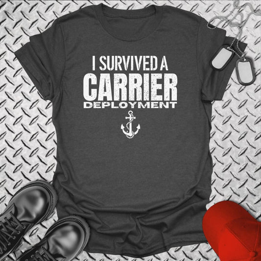 NavyHumor T-Shirt Dark Heather / S I Survived a Carrier Deployment T-shirt