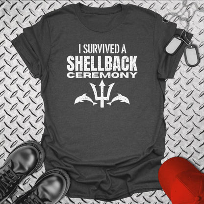 NavyHumor T-Shirt Dark Heather / S I Survived a Shellback Ceremony T-shirt