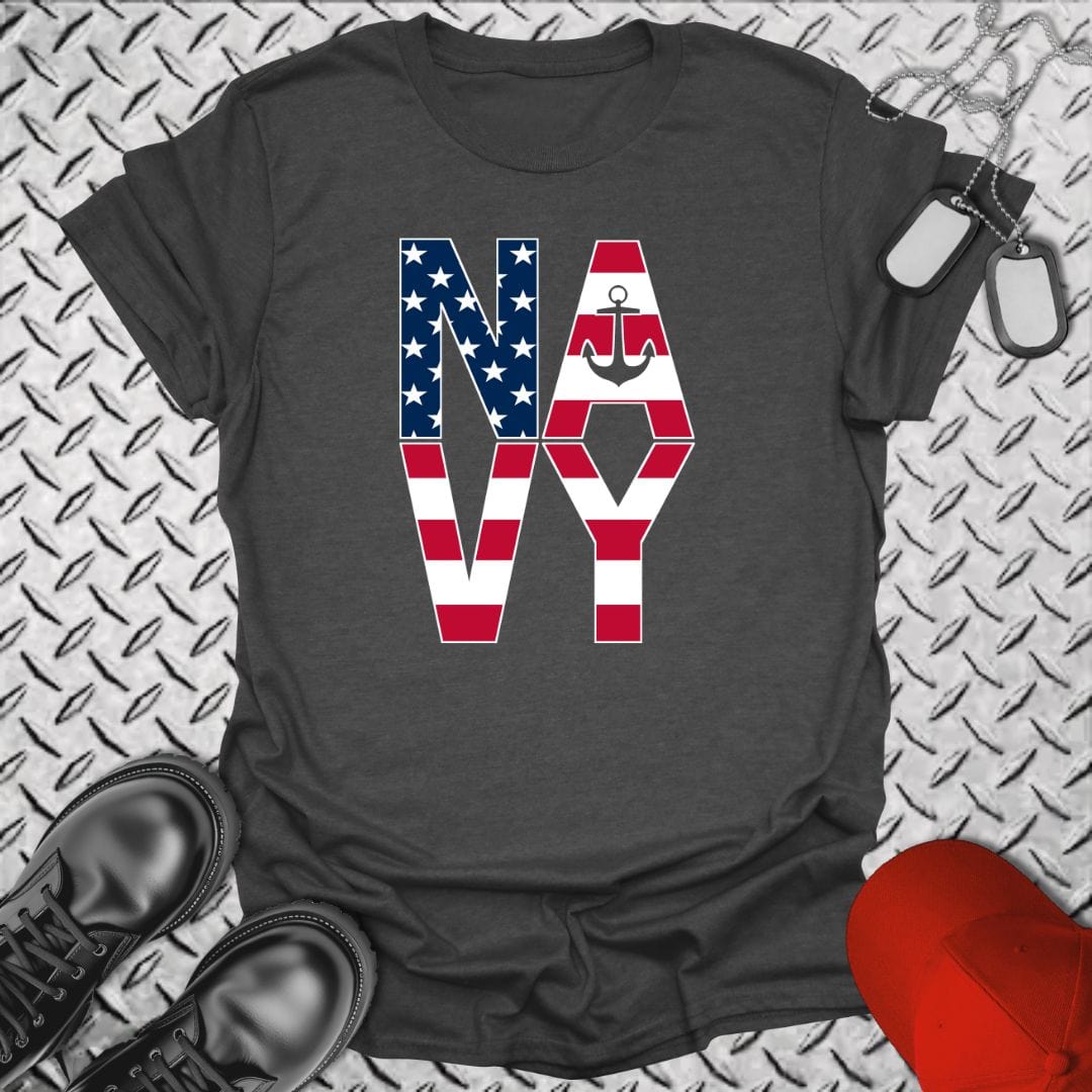 NavyHumor T-Shirt Dark Heather / S Navy - Bold Flag T-shirt
