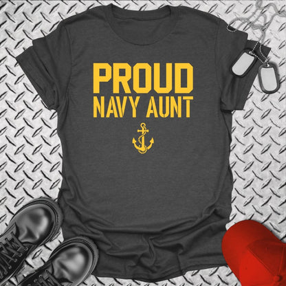 NavyHumor T-Shirt Dark Heather / S Proud Navy Aunt T-shirt