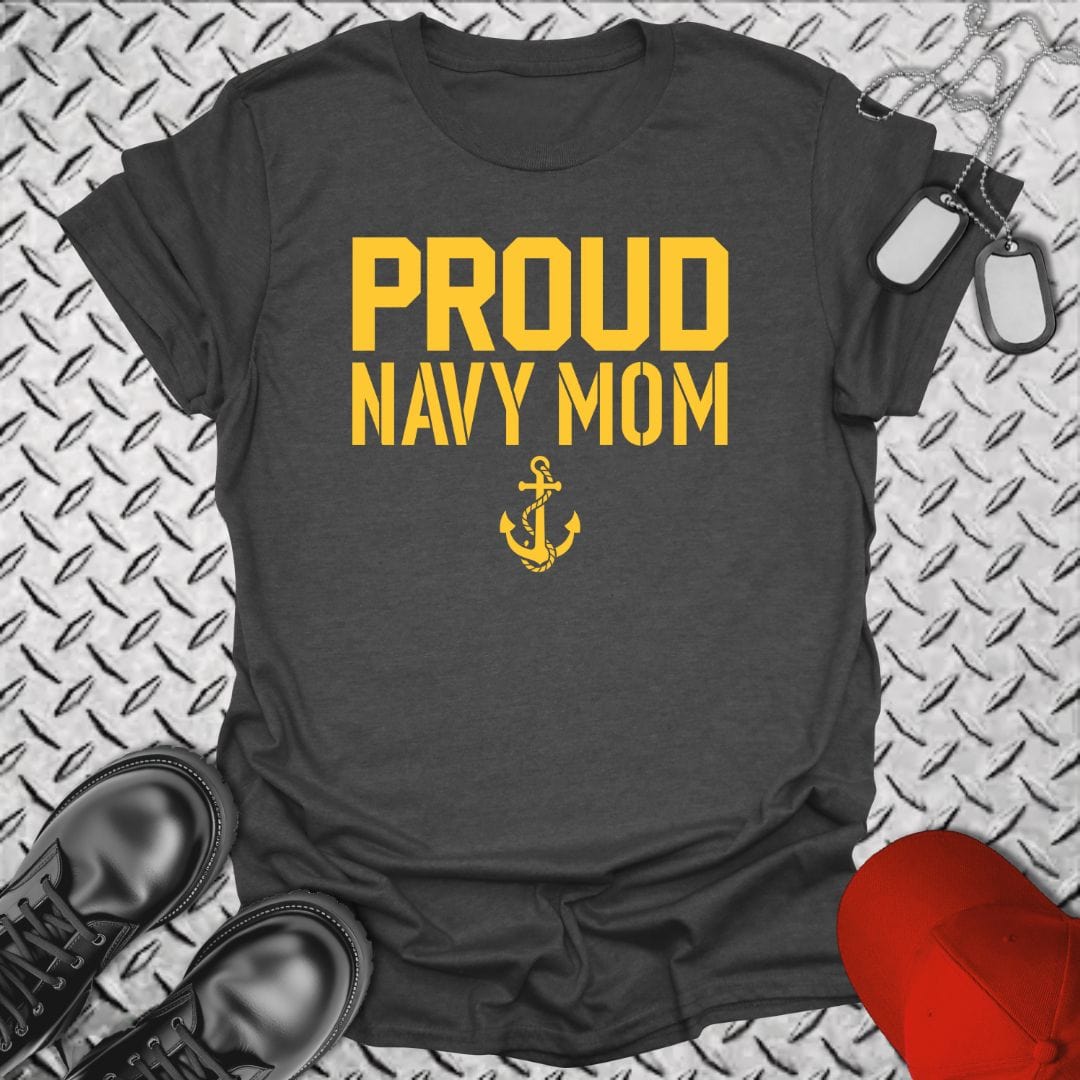 NavyHumor T-Shirt Dark Heather / S Proud Navy Mom T-shirt