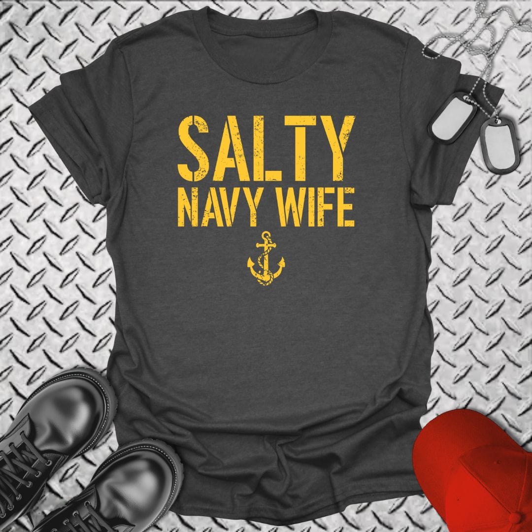 NavyHumor T-Shirt Dark Heather / S Salty Navy Wife T-shirt