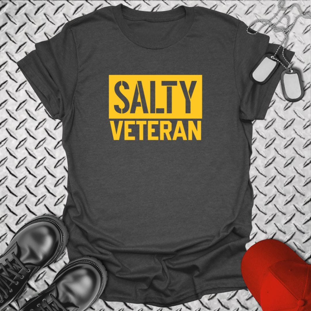 NavyHumor T-Shirt Dark Heather / S Salty Veteran - Block Style